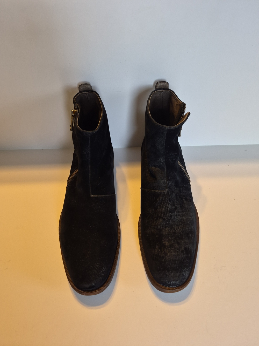 John Varvatos Black Suede Ankle Boots with Side Zip